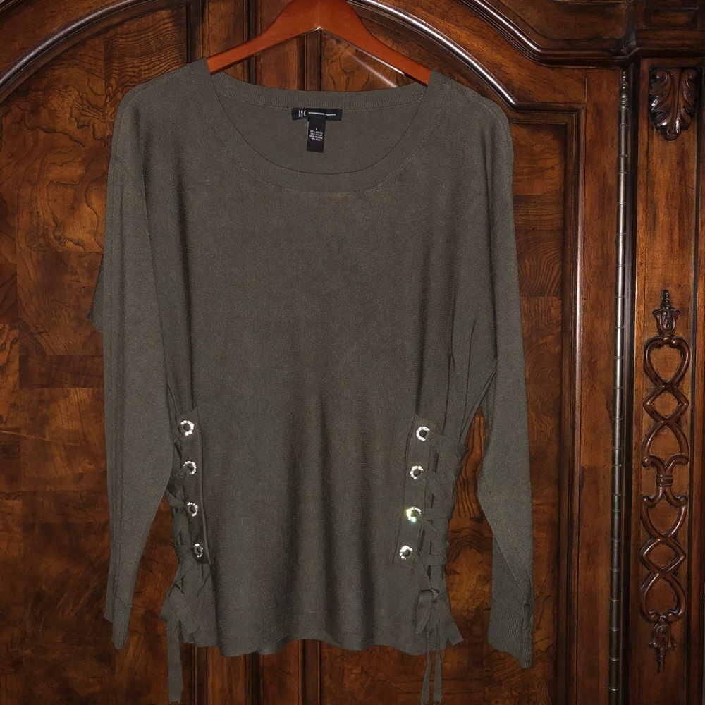 INC OLIVE COLORED SWEATER